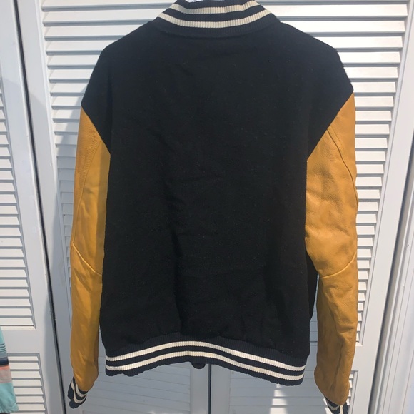 Akoo Brand Marauder Jet Black Wool Leather Letterman Jacket XL - Picture 10 of 11